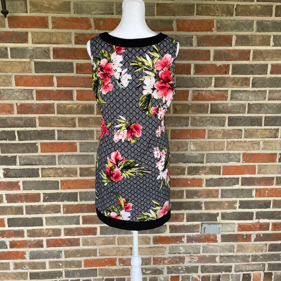 White House Black Market Floral Shift Dress Womens Medium Black Pink - Picture 4 of 6